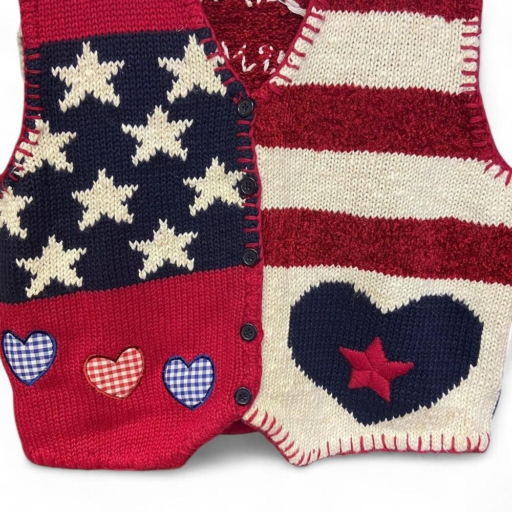 Marsh Landing Heart of America patchwork knit sweater vest size S - Picture 3 of 4